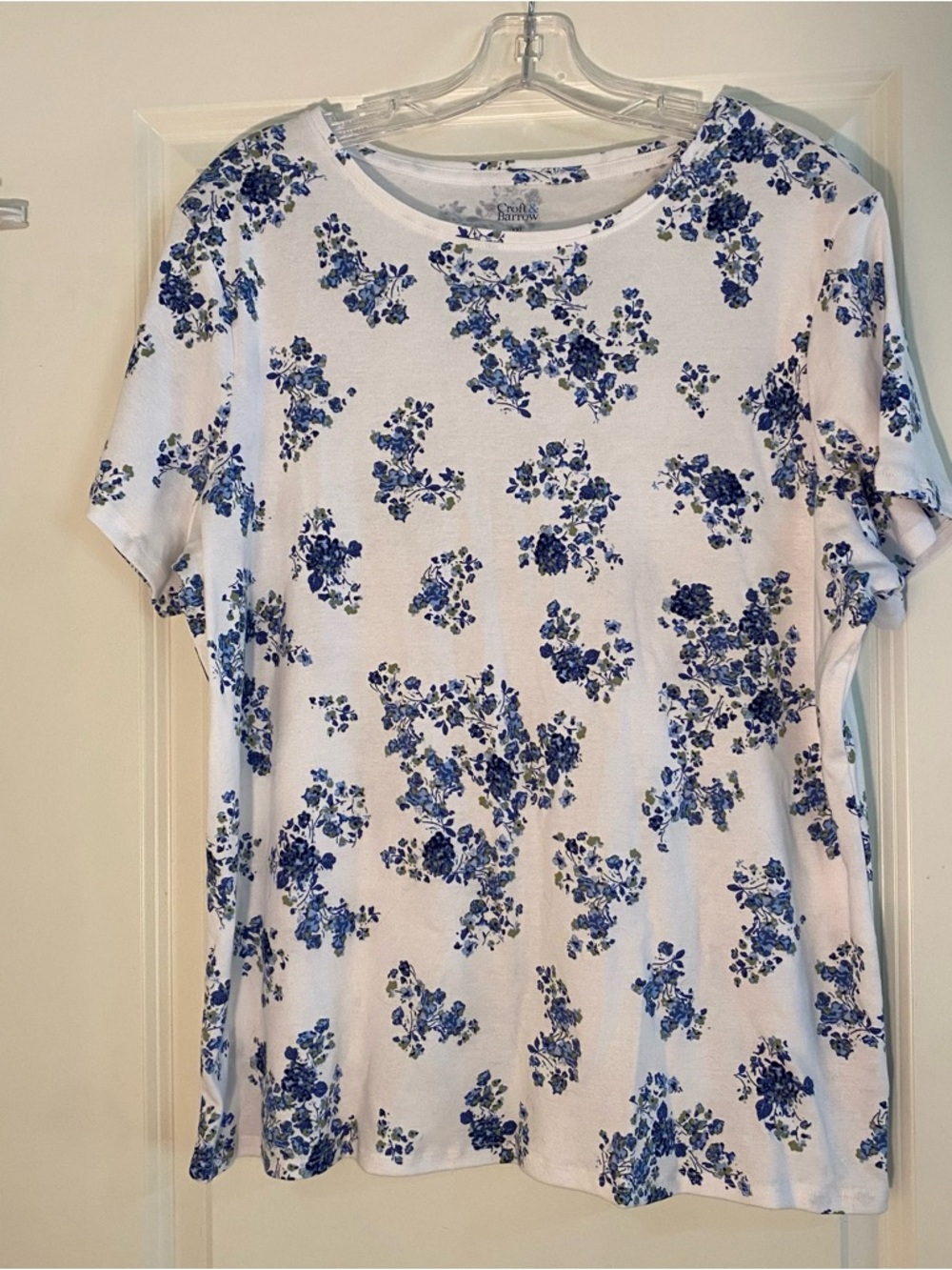 croft & barrow White Tee with Blue Floral Print